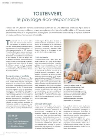 Toutenvert - Article Entreprises et paysage - Janvier 2025